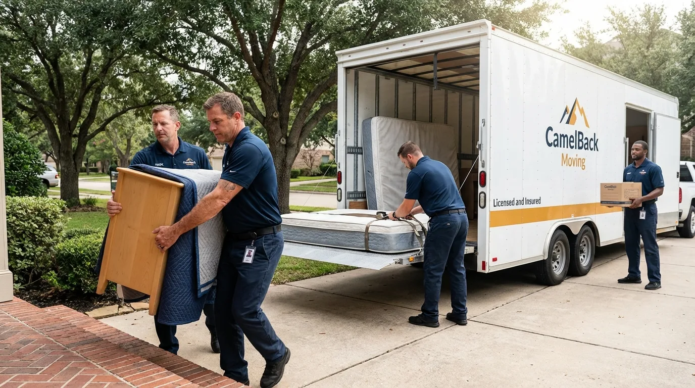 Crew loading residential truck for cross-state move from Bridgeton, NJ