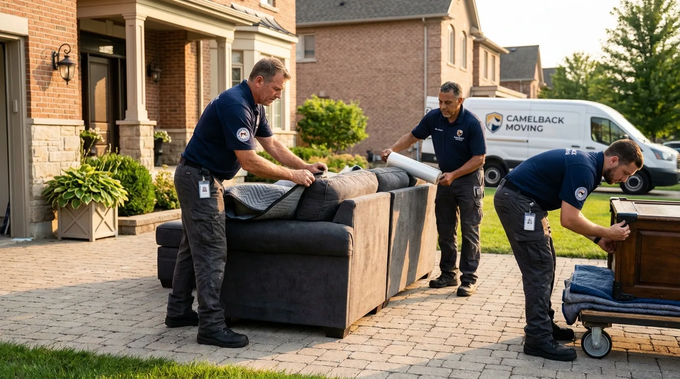 Large estate moving crew wrapping furniture in Bridgeton, NJ