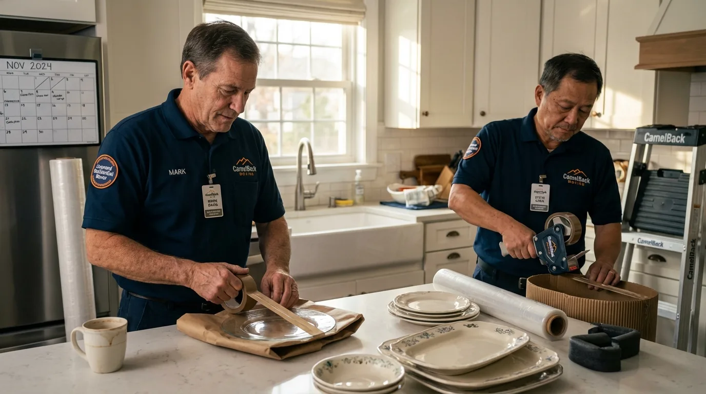 Professional crew packing kitchen dishware in Bridgeton, NJ